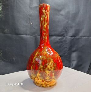 Vintage orange and brown ceramic vase